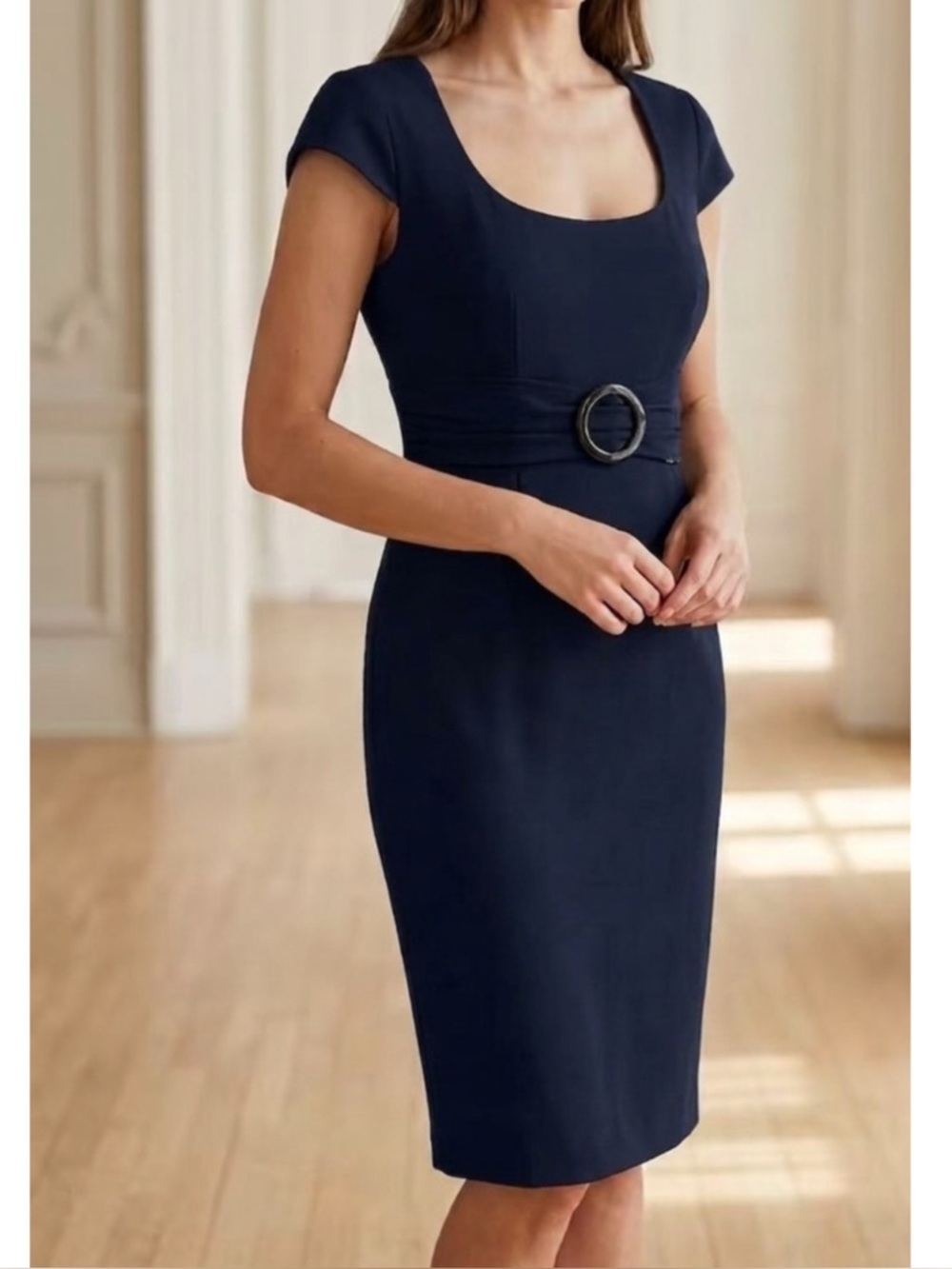 TAHARI Cup shift dark blue dress
